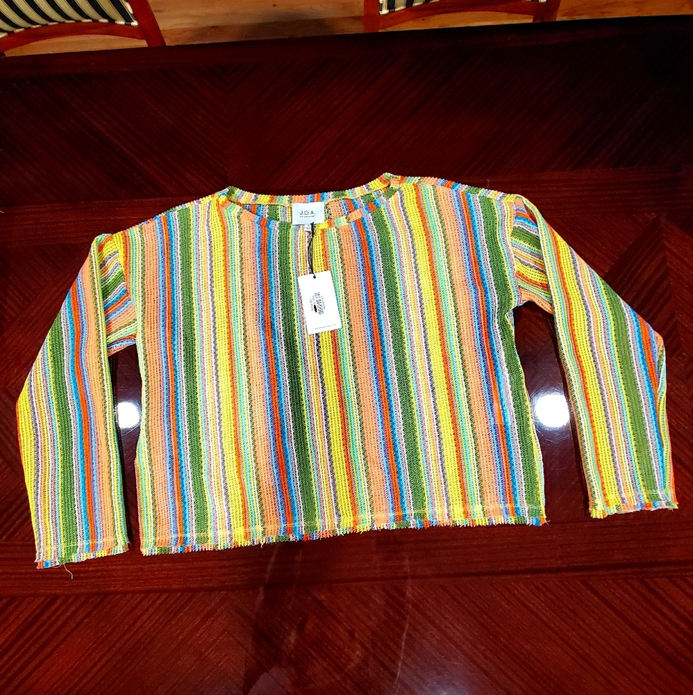 J.O.A. Striped Knit Cora Top Multicolor Size S NWT